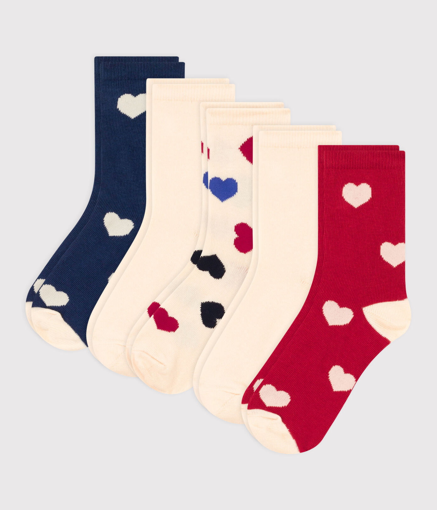 Lot de 5 paires de chaussettes coeurs enfant garçon-fille
