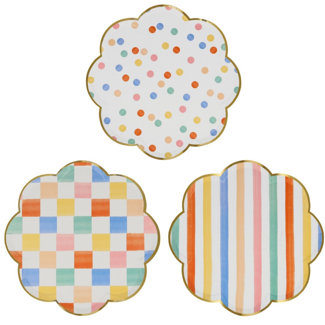 Meri meri borden colourful pattern - l - 8st