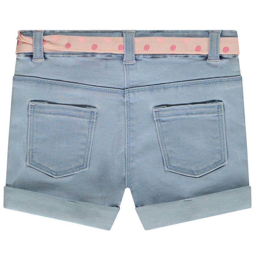 Short en jean avec ceinture à nouer et sequins pour bébé fille - Bleu