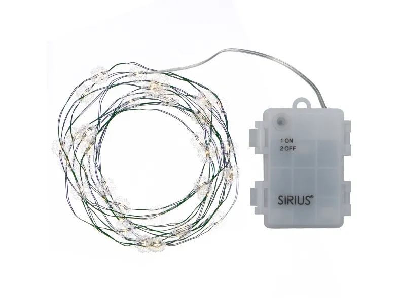 Sirius Nynne Snefnug Lyskæde - 40 LED - Klar/Grøn
