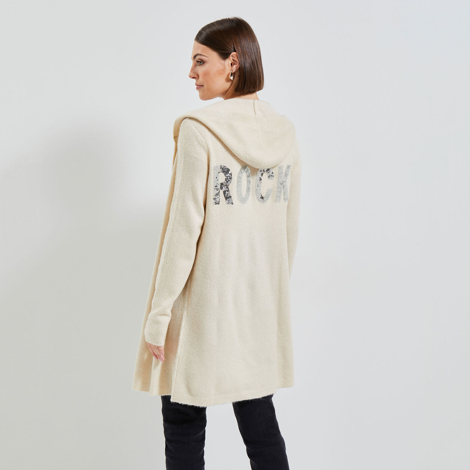 Gilet long à capuche femme