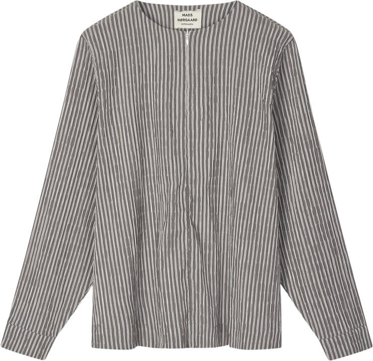 Mads Nørgaard - Copenhagen Crinckle Pop Dana Shirt Grå og hvid med striber