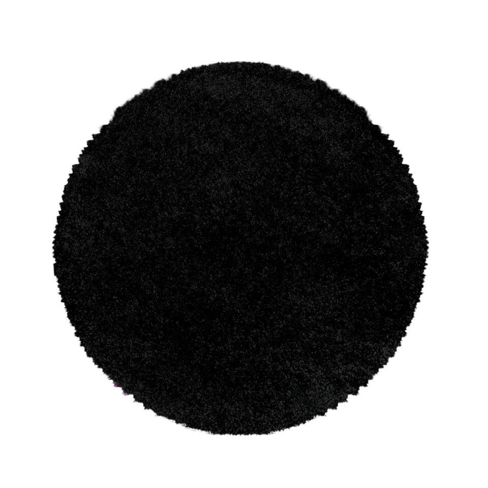 Monaco Soft Rond Shaggy Hoogpolig Vloerkleed Black - 160 CM ROND