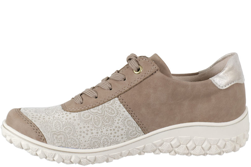 RIEKER SKO I BEIGE PU MED BLOMSTER