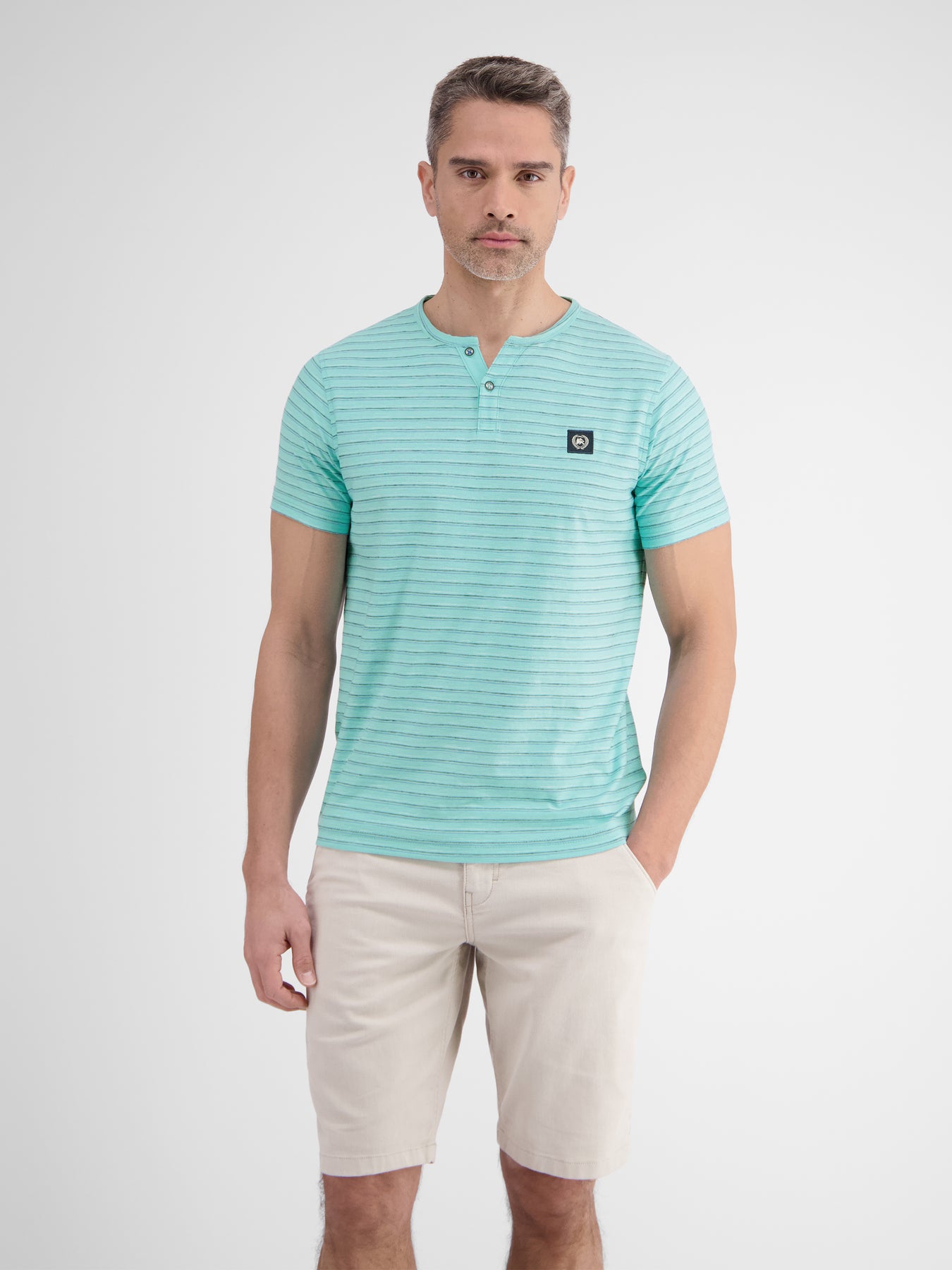 Herren Serafino-Shirt, gestreift