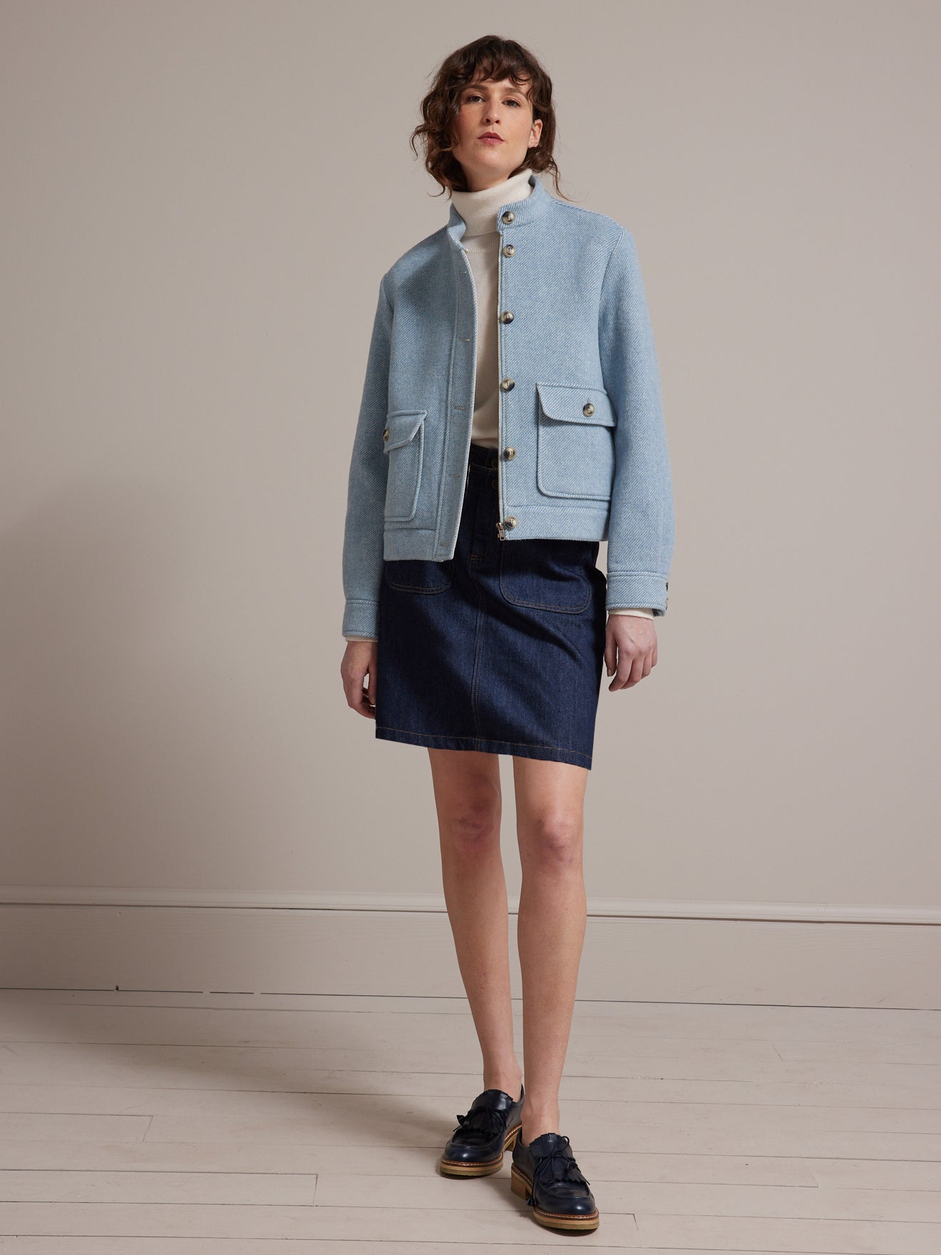 Veste blouson lainage double face femme