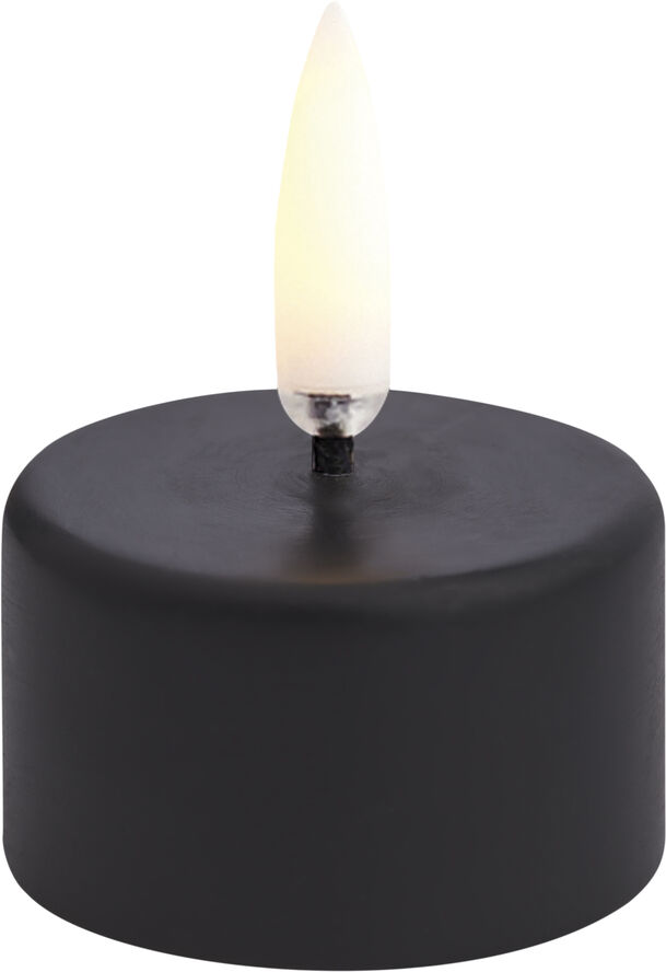 Uyuni LED tealight premium 400~, Plain black wax, Smooth, 4x21 cm Sort