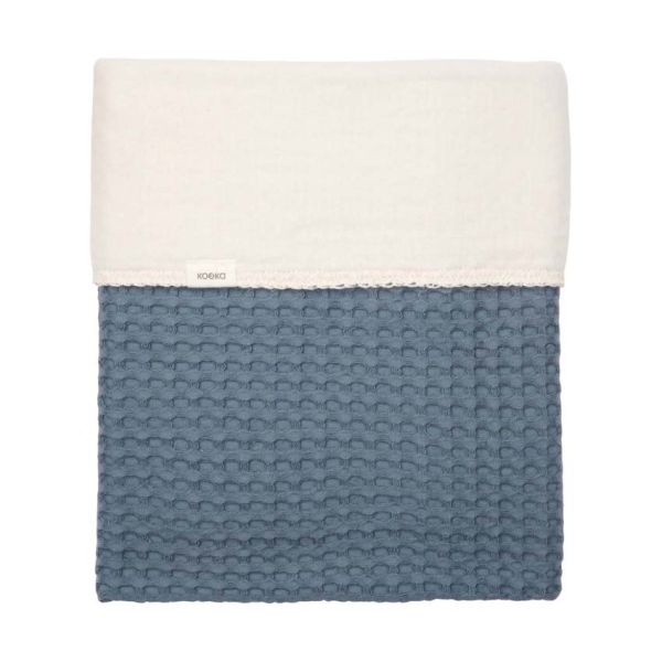 Koeka Amsterdam Wafel Wiegdeken - Maat 100 x 75 - Cotton Fleece - Bluestone