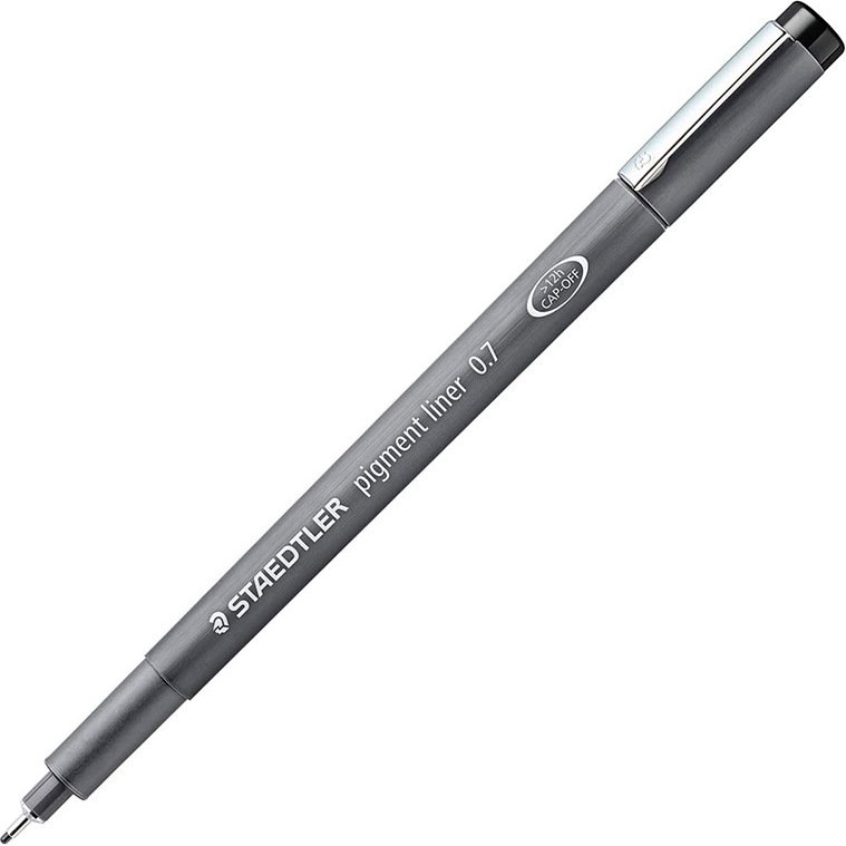Stylo-feutre staedtler pigment liner technique trait 0.7mm encre noire infalsifiable pointe calibrée baguée métal
