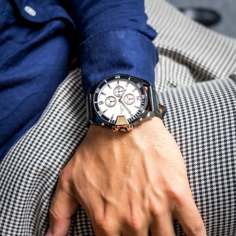 Coffret montre Homme GIORGIO bracelet Cuir Noir
