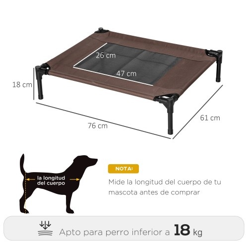 Cama elevada marrom para cães PawHut