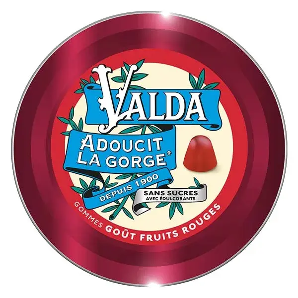 Gomas de mascar Valda sem açúcar com sabor a frutos vermelhos para aliviar a garganta, 140g