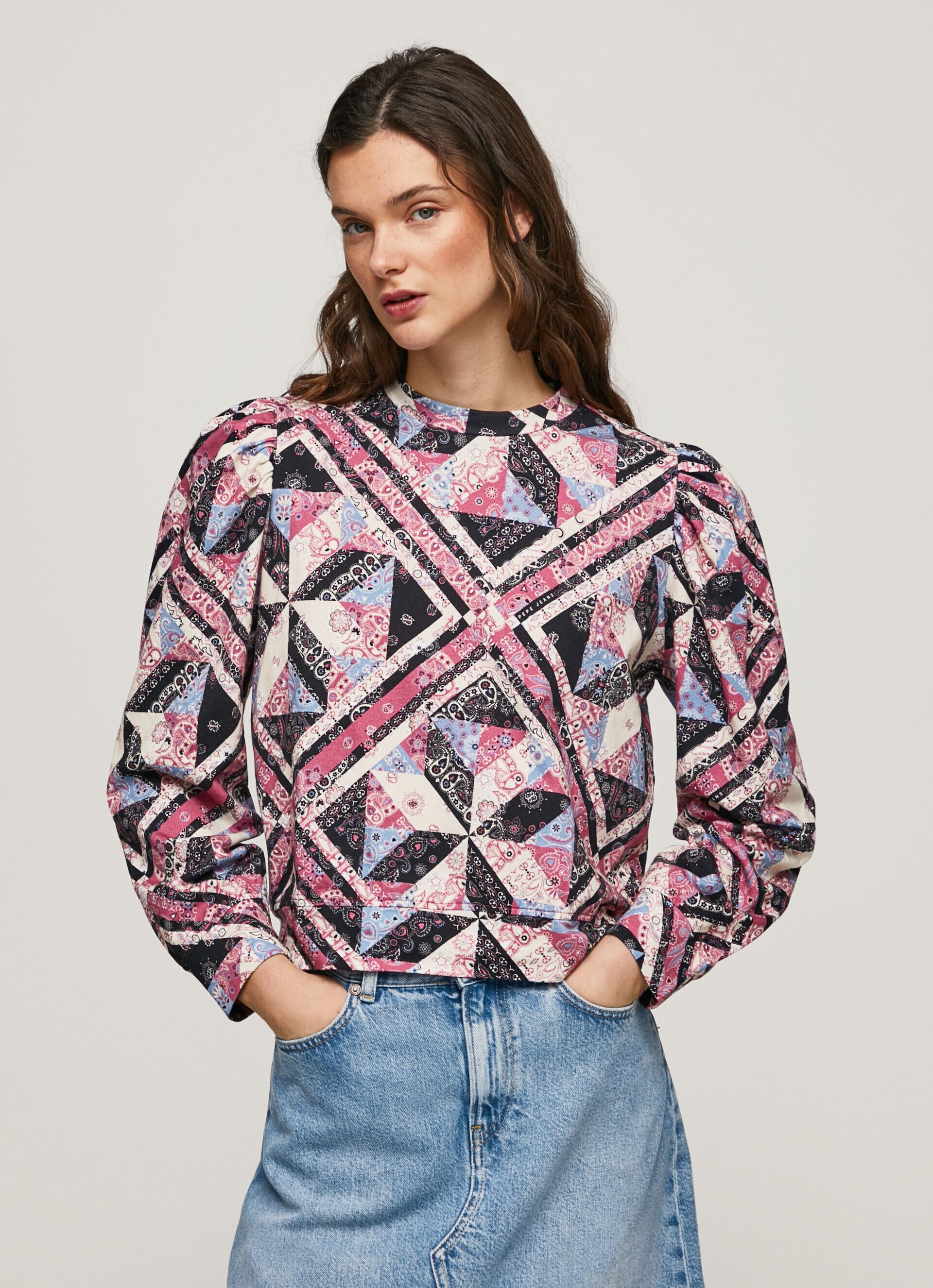 Suéter de algodão patchwork - multicolorido
