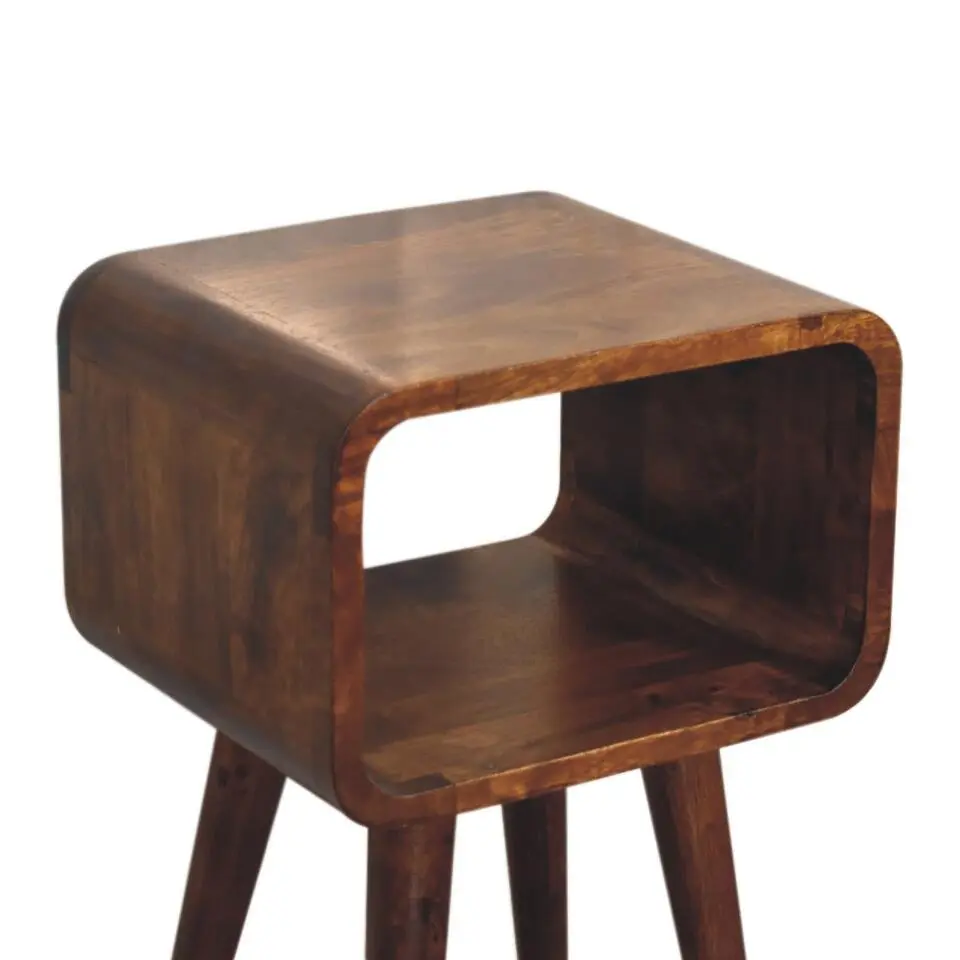 Artisan Furniture Solid hout Kastanje Gebogen Open Nachtkastje