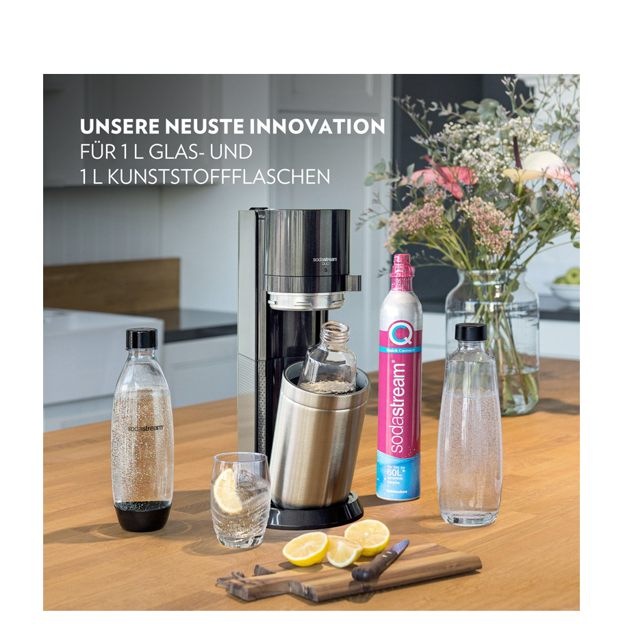 SodaStream Crystal black/metal inkl. 1 Glaskaraffen Quick Connect