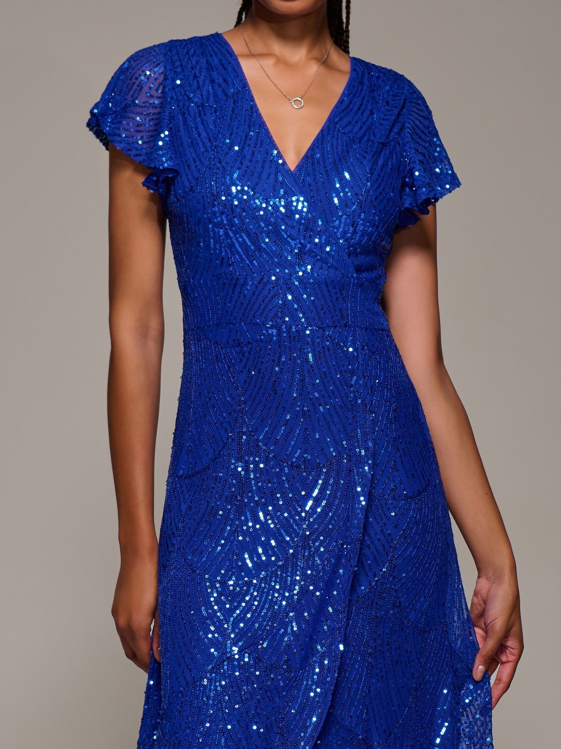 Jolie Moi Frill Short Sleeve Sequin Maxi Dress