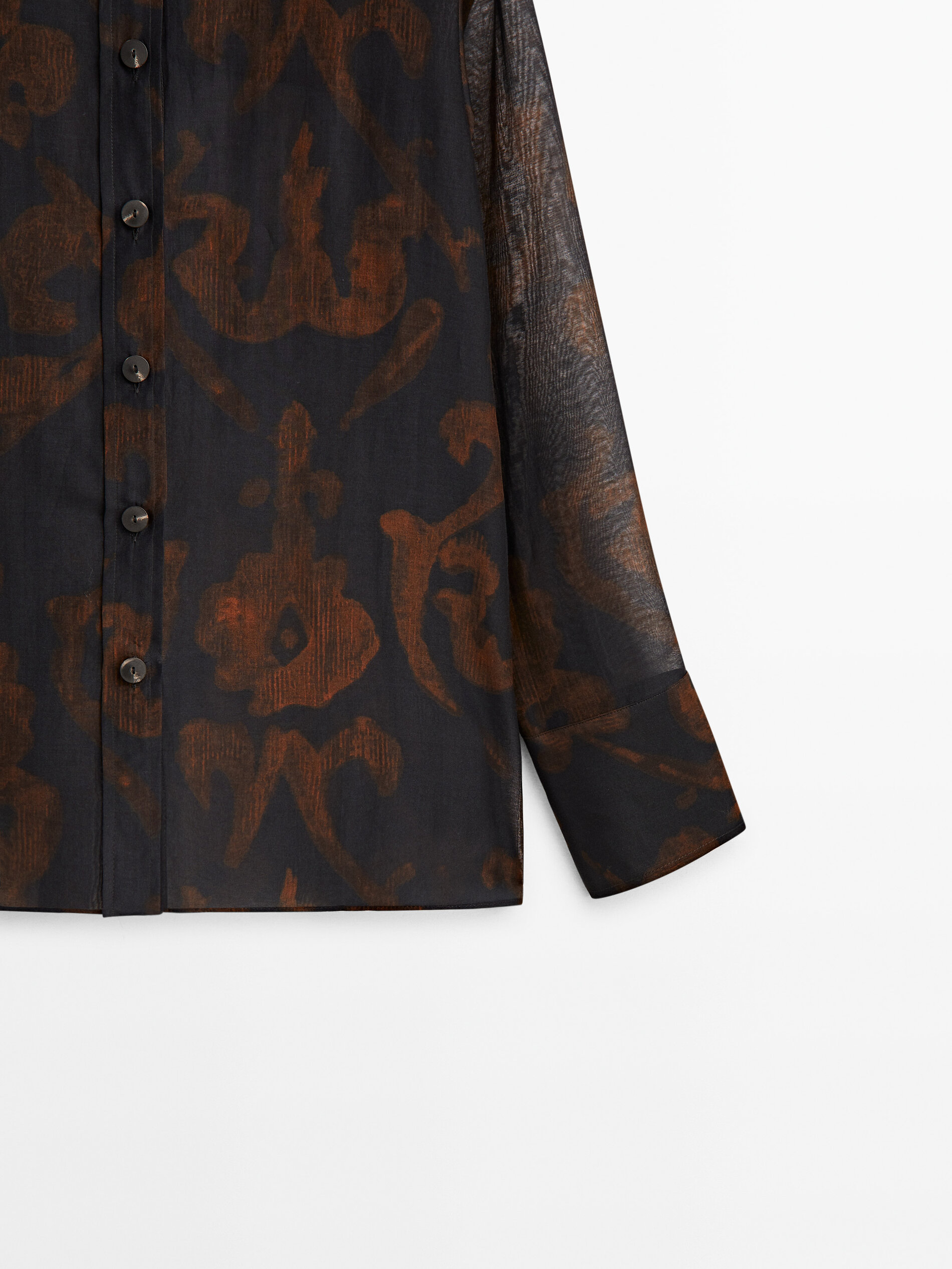 Camisa estampada com algodón seda - AZULÓN