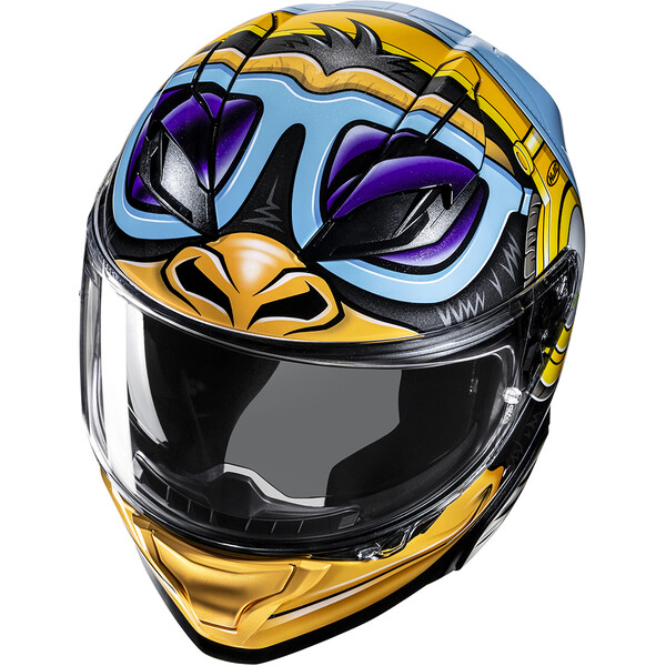 HJC - Casque F71 Monkey DJ MC23 / Bleu Clair / Jaune / Violet
