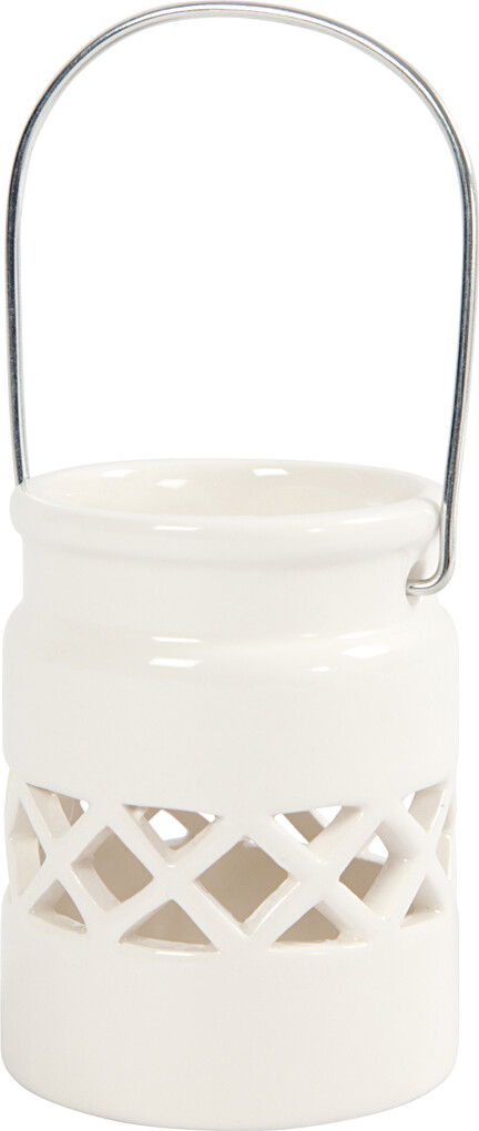 Lanterne - H 8 CM - Ø 6,2 CM - Hvid - 2 Stk