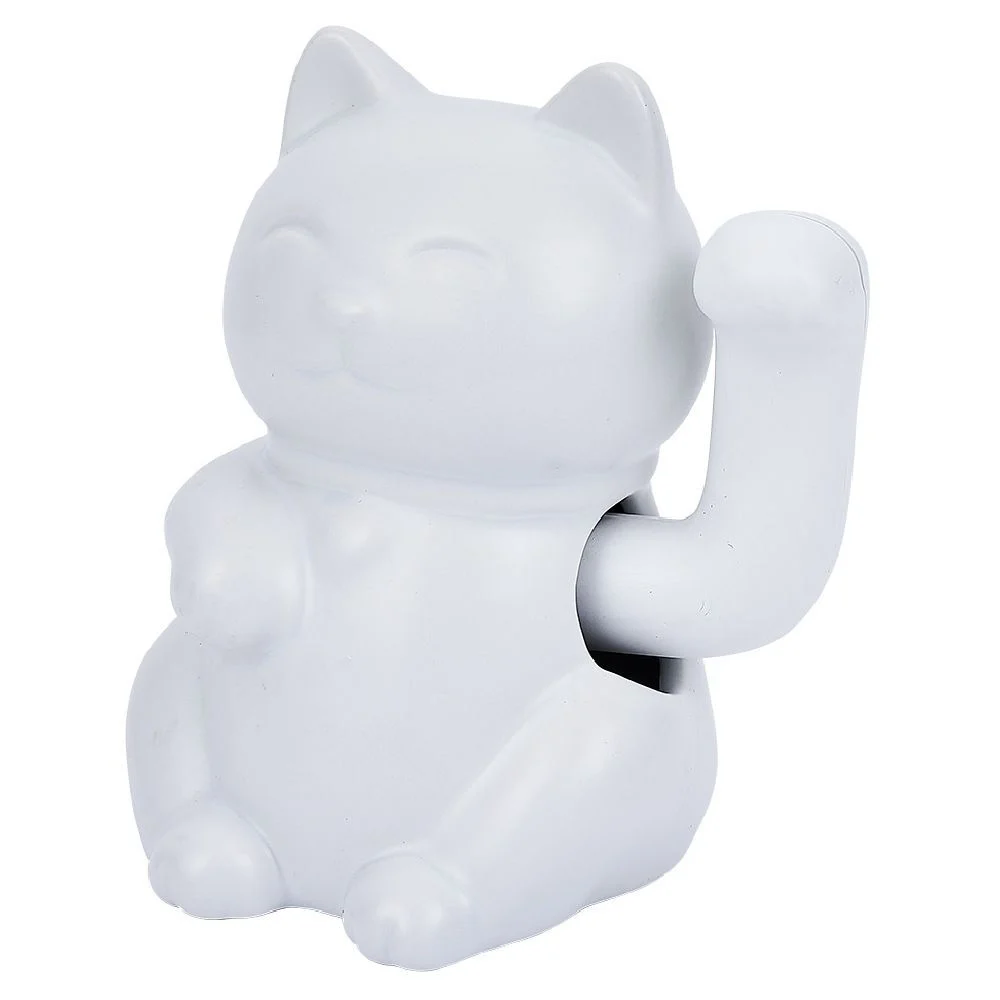 Maneki Neko chat chanceux avec patte en mouvement céramique blanc