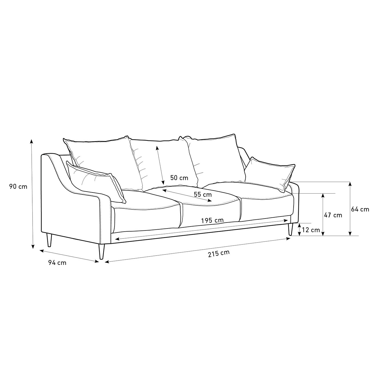 Mazzini Sofas Canapé convertible 3 places avec coffre de rangement Freesia gris clair - 215x94x90 cm