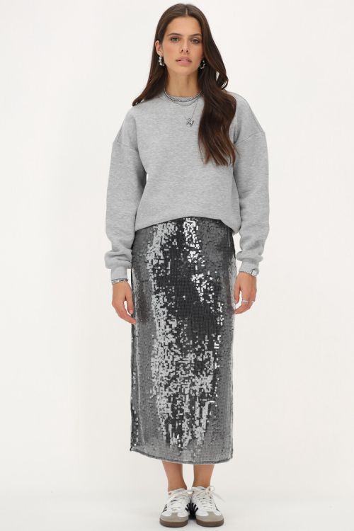 Zwarte midi rok met pailletten