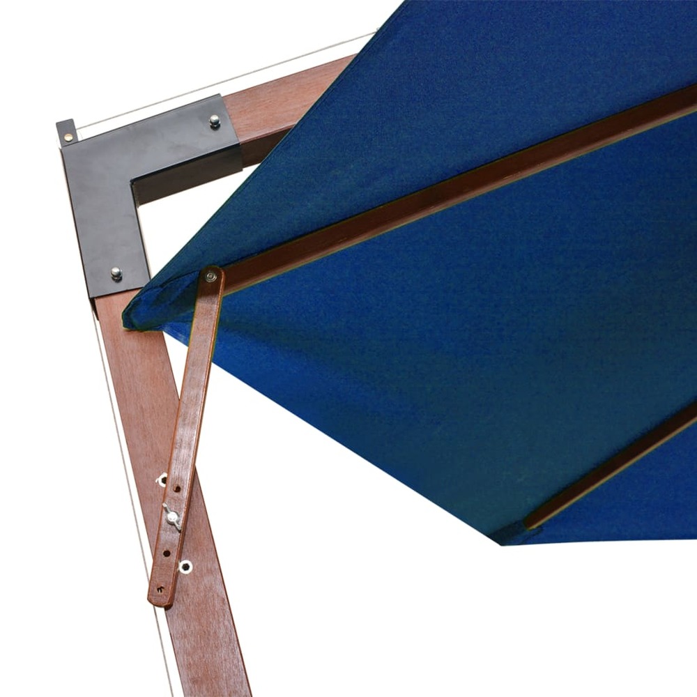 Parasol suspendu avec mât 3,5 x 2,9 m bois de sapin bleu