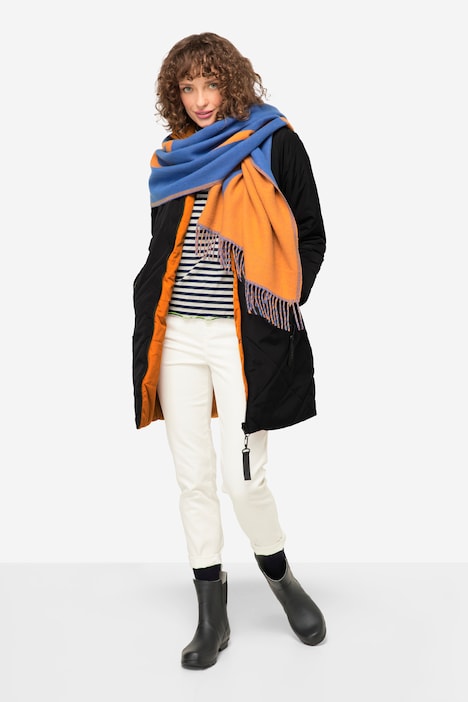 Wende Long-Steppjacke, Kapuze, 2-Wege-Zipper, Daunenoptik-Wattierung, fällt kleiner aus