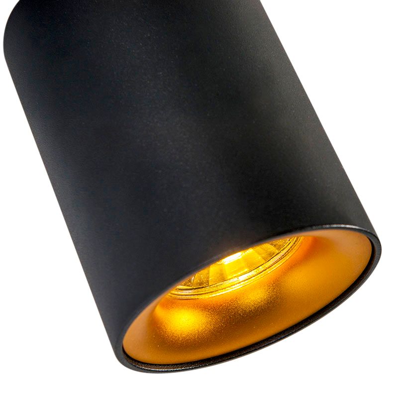 Moderne opbouwspot zwart met goud - Ronda