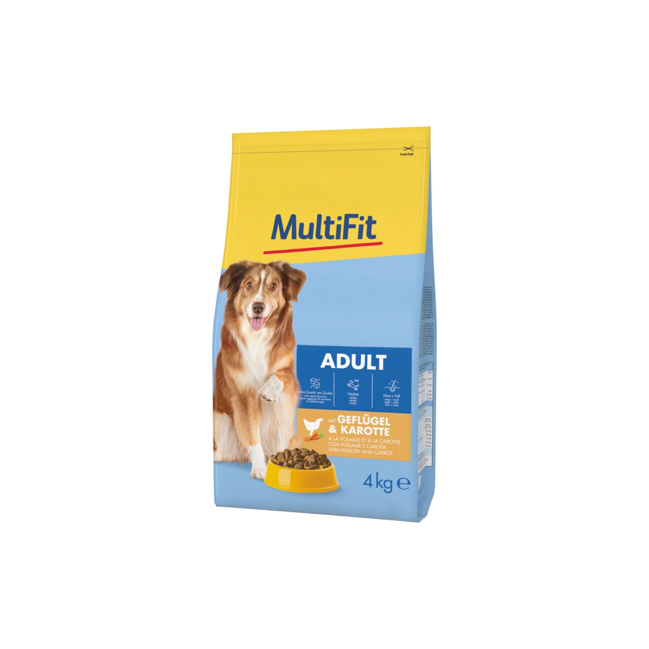 MultiFit Trockenfutter Hund Adult, mit Geflügel & Karotte 4 kg