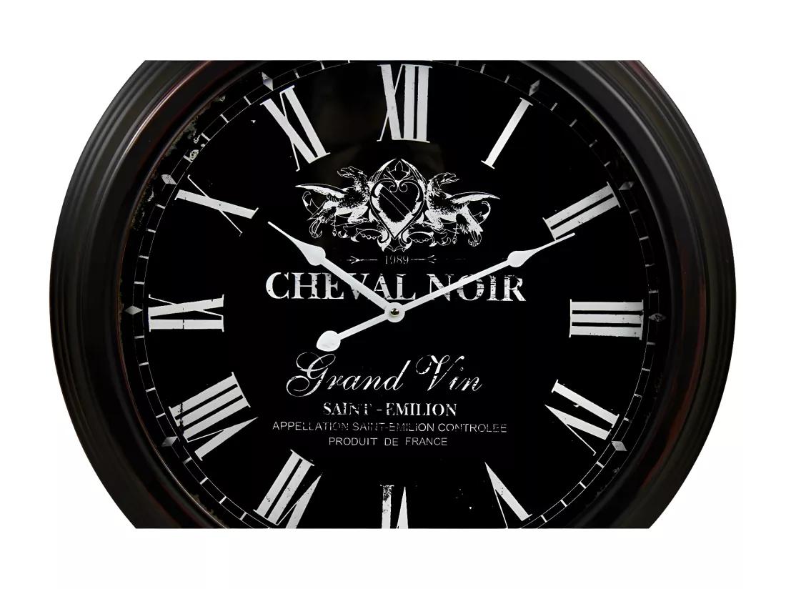 Horloge ancienne murale cheval Métal Noir - Décoration d'Autrefois