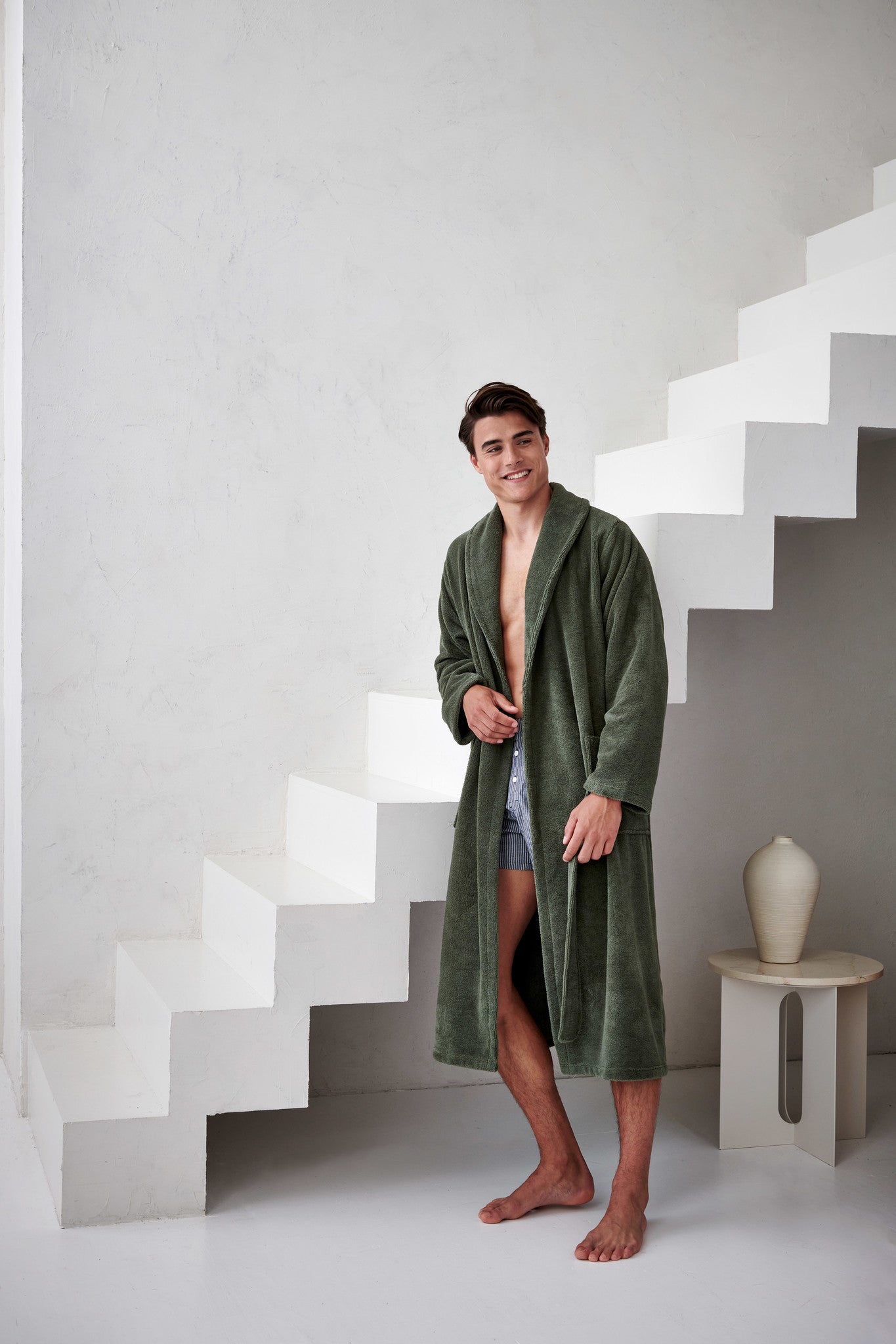 Beaumont Badjas Sage Green | S | Groen | Katoen | Polyester | Bamboe