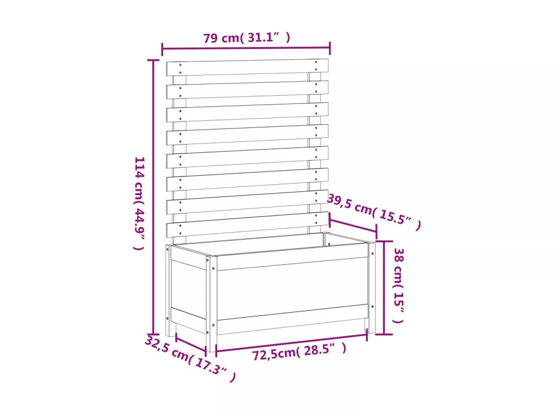 Jardinière avec support 79x39,5x114 bois massif douglas
