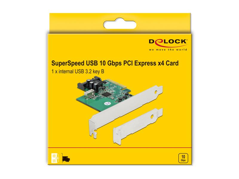 Delock PCI-Express-Karte 1x intern USB 3.2 Gen 2 Key B 20 P PCIe-Schnittstellenkarte mit einem internem USB-3.1-Pfostensteckern