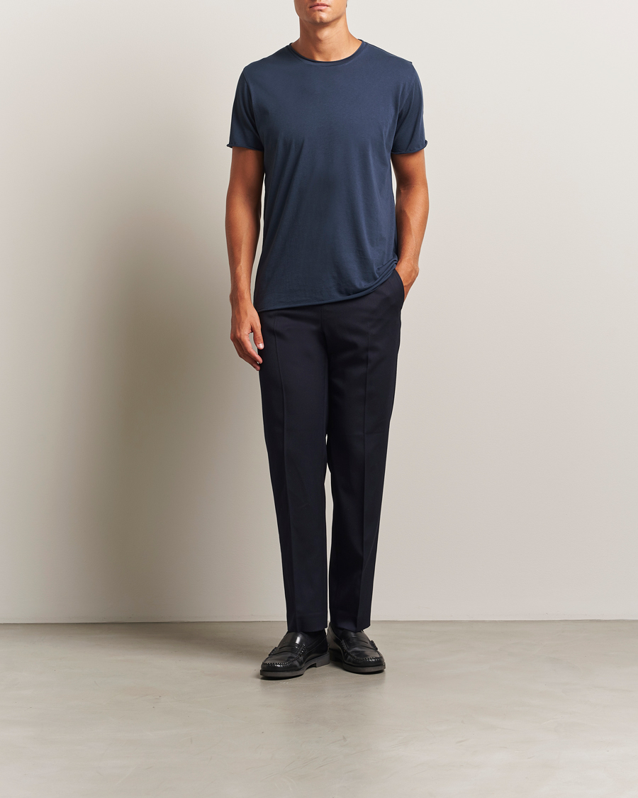 Filippa K Roll Neck Crew Neck T-Shirt Dusk Blue