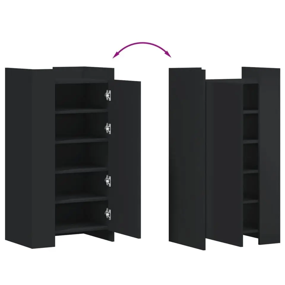 vidaXL - Schoenenkast 10 paar met 1 deur - Zwart - Bewerkt hout - 52x37.5x100 cm