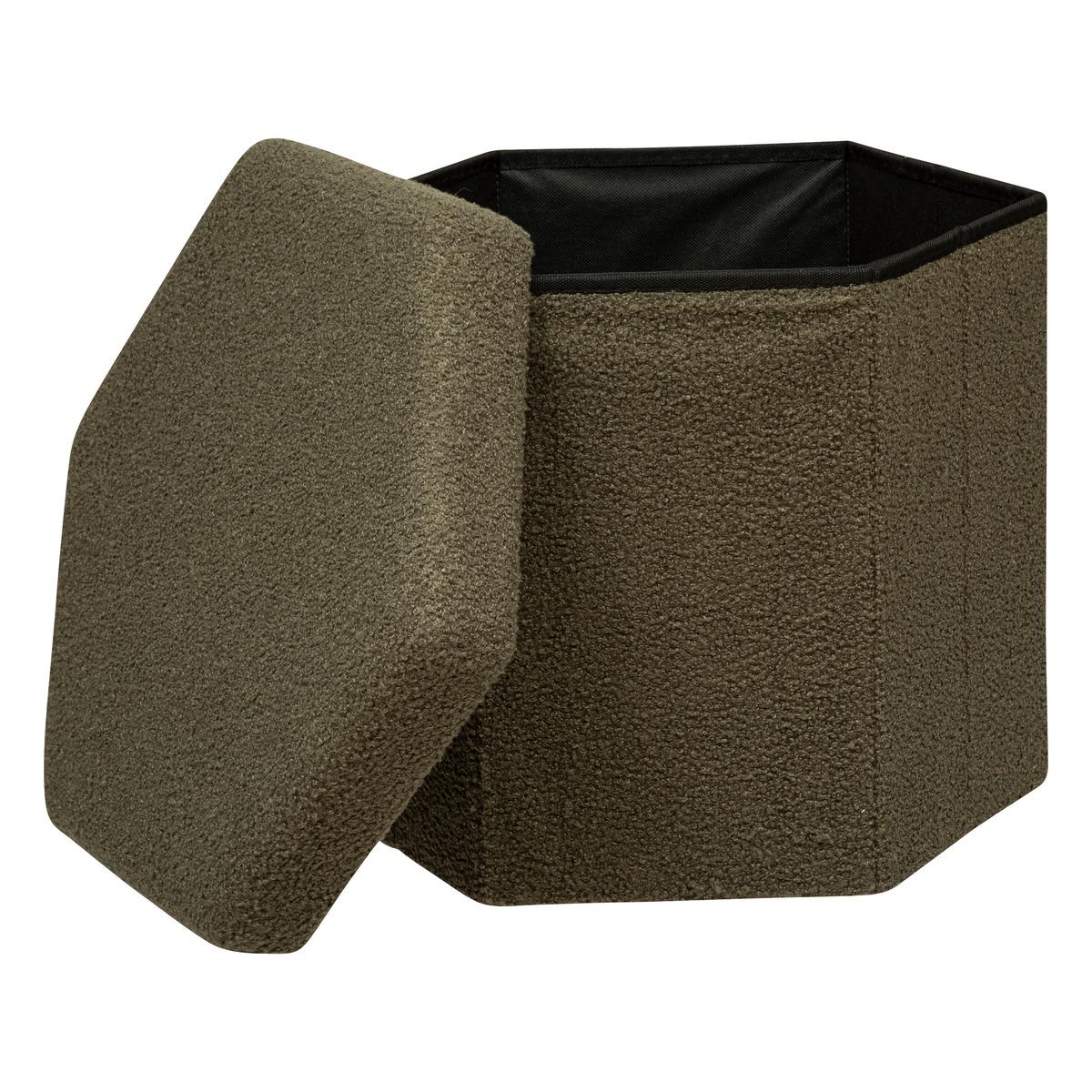 POUF PLIANT BOUCLETTE JAIKO KAKI D.40X38CM