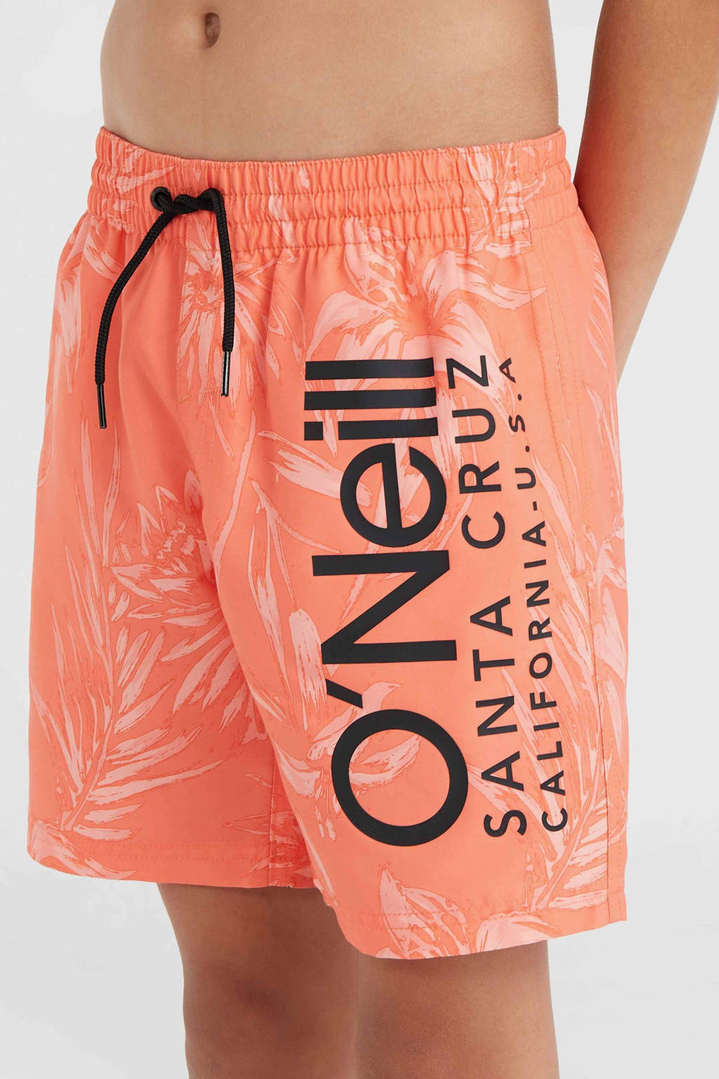 zwemshort met logo koraaloranje