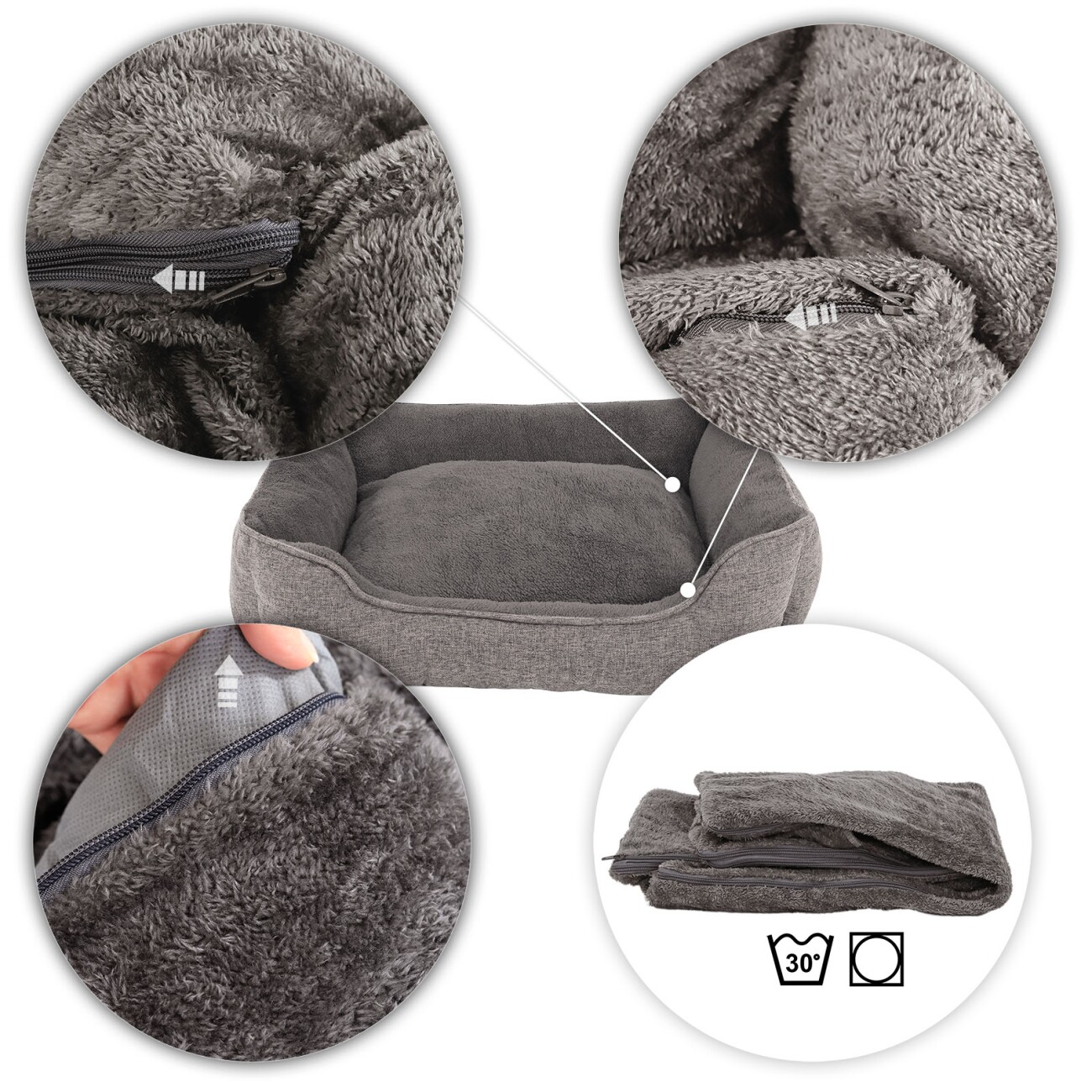 Lionto Hundebett meliert grau S