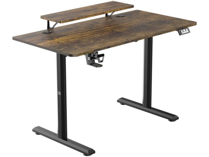 Ultradesk Gaming Tisch Higlander Braun Robuster Gaming-Tisch mit elektrischer Höhenverstellung