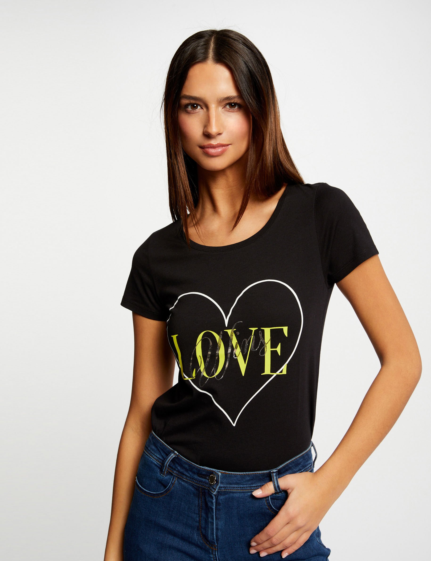 T-shirt manches courtes noir femme - noir