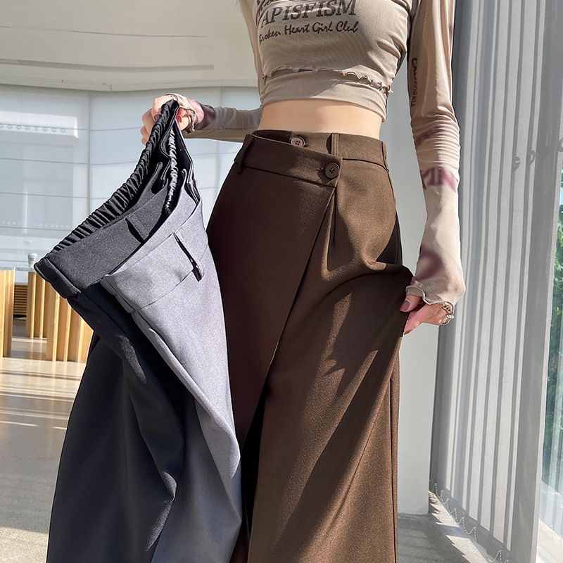 Luminato - High Rise Plain Wrap Wide Leg Broek
