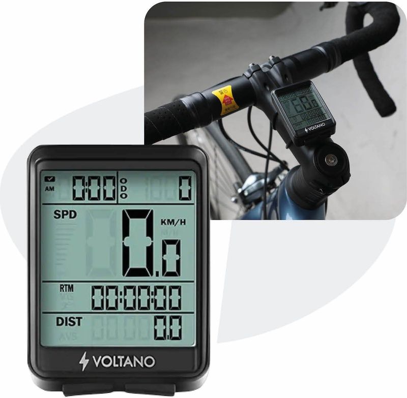 Voltano Draadloze Fietscomputer 2.1 Inch – Zwart – 21 Functies – Waterdicht