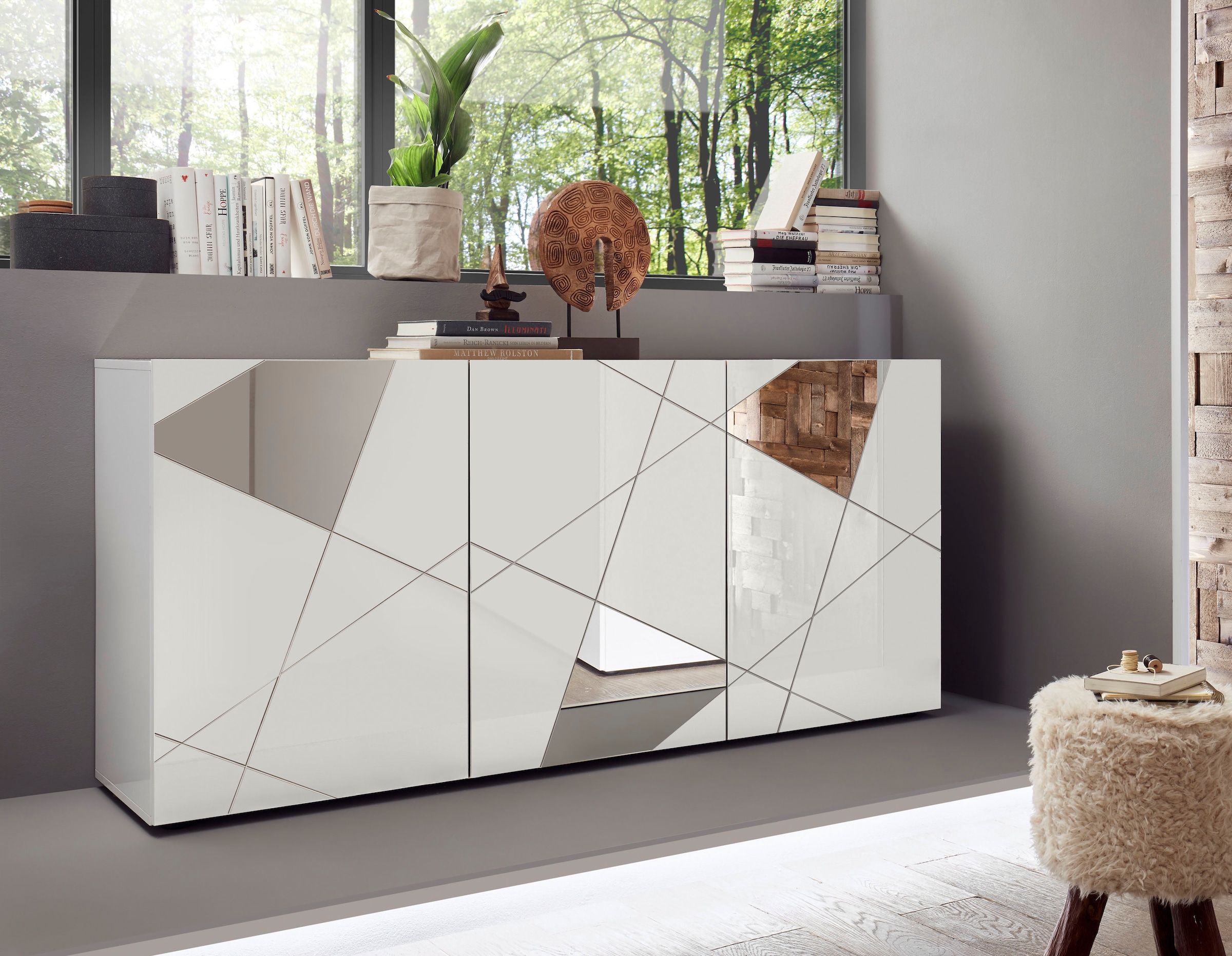 INOSIGN Sideboard »Vittoria« Breite 181 cm, Front mit Siebdruck und Spiegel