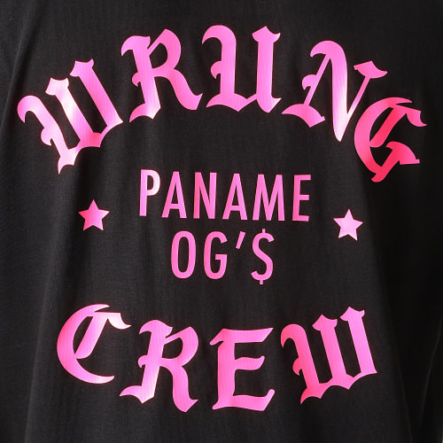Tee Shirt Oversize Large Crew Noir Rose Fluo