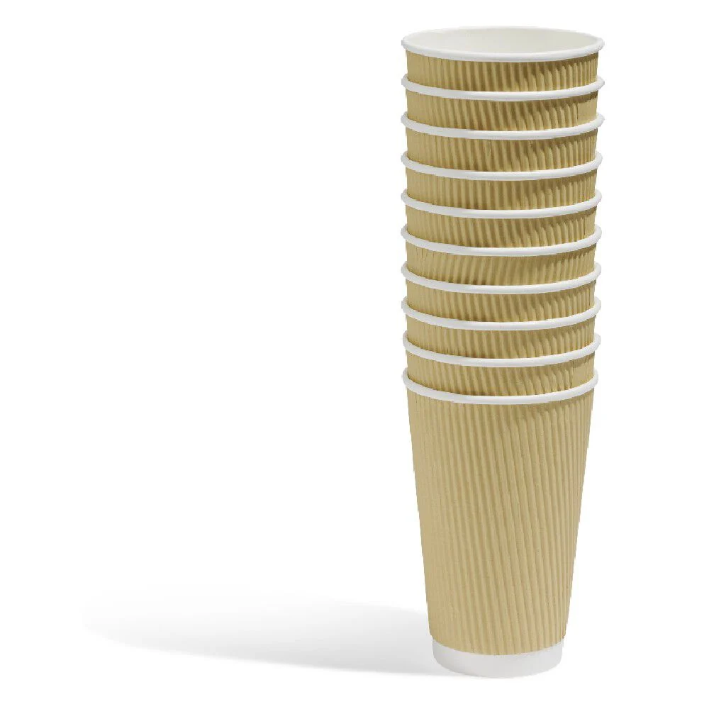 Gobelet cartonné extérieur cannelé beige et blanc 40 cl x10