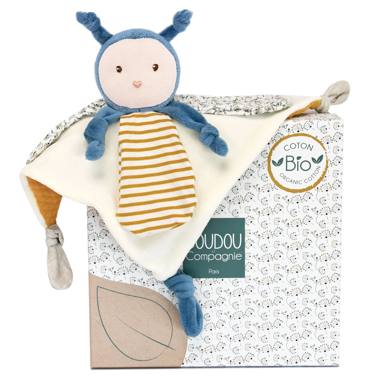 Doudou et Compagnie Doudou Pollen l'abeille bio multicolore - 25x5 cm