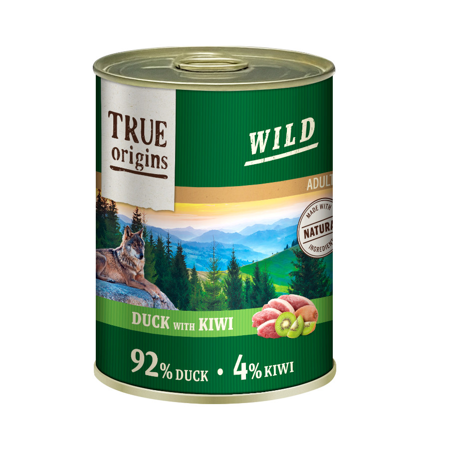 Lata de 400g de Pato Selvagem Adulto e Kiwi True Origins para Cães