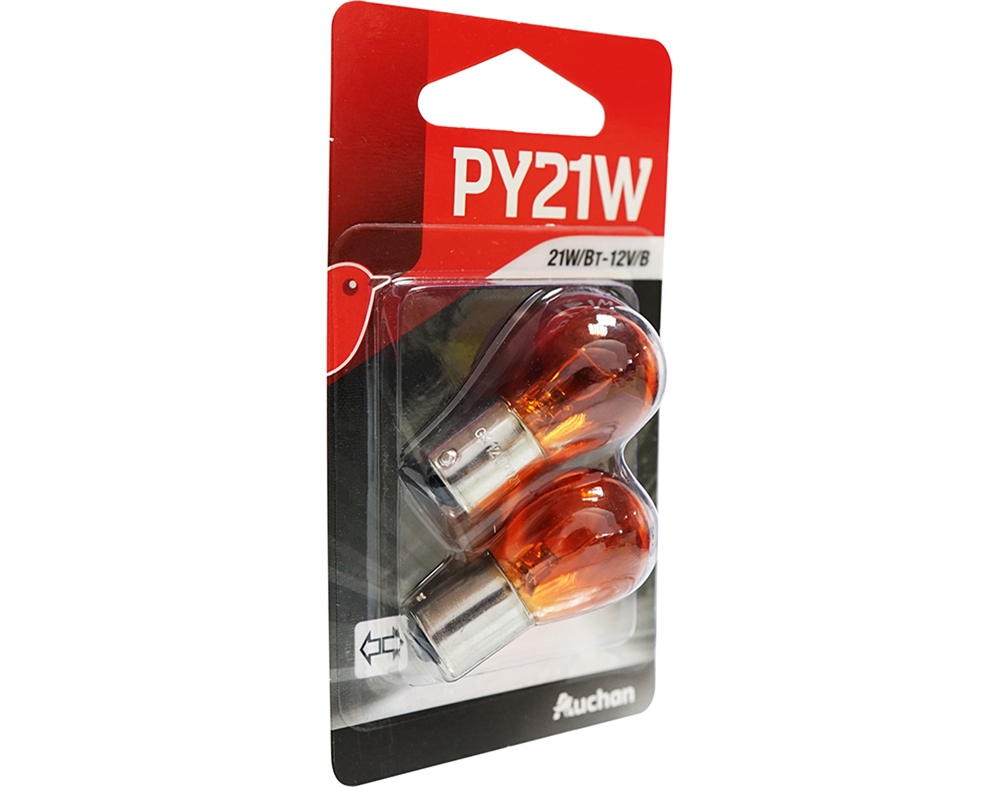 LÂMPADA AUTO AUCHAN PY21W 12V PACK 2 UNIDADES