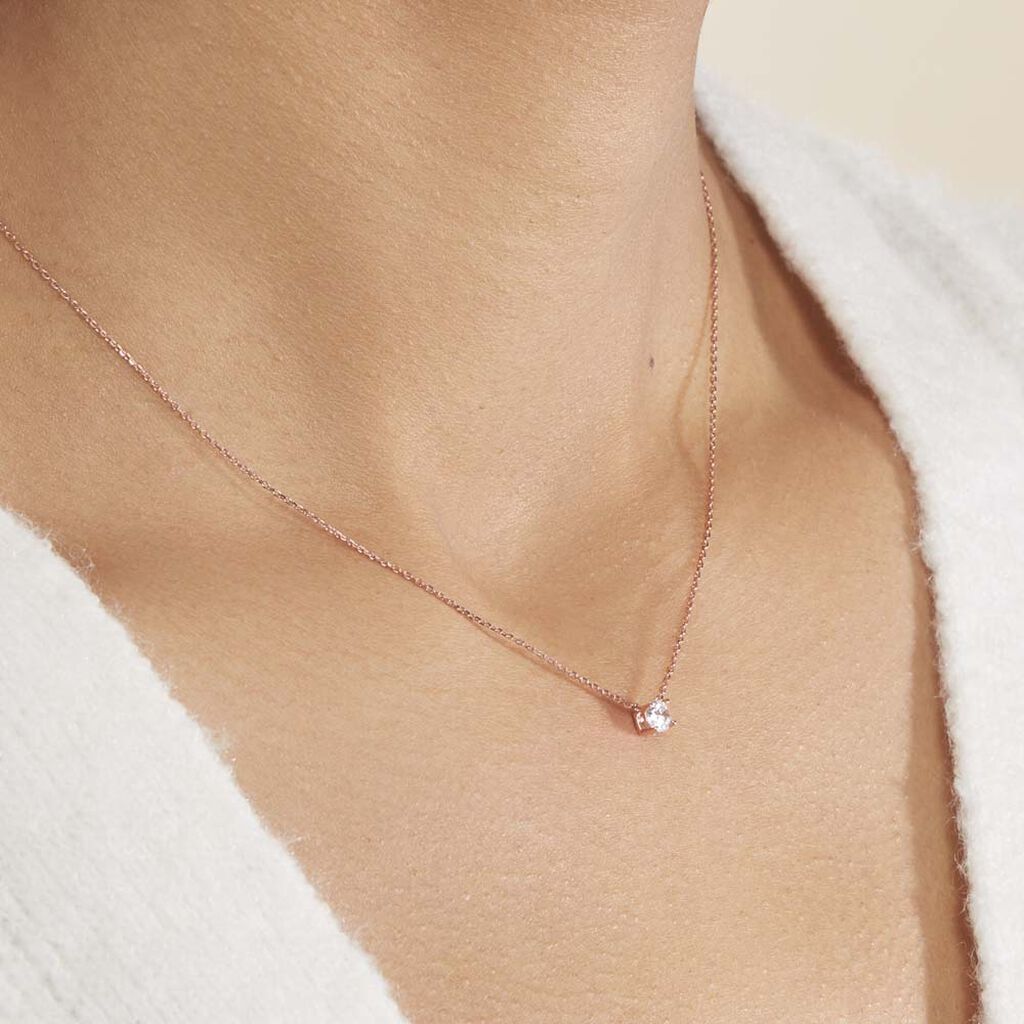 Collier Ponama Or Rose Oxyde De Zirconium